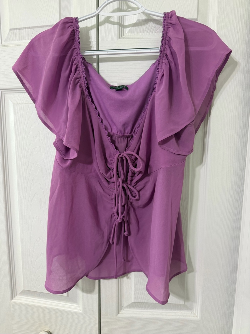 wild fable Lavender Purple Tie-Front Ruffle Sleeve Blouse